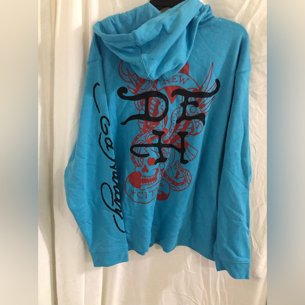 Ed‎ Hardy Men’s blue Ed hardy inscription logo printed hoodie size XL brand new - Picture 12 of 12